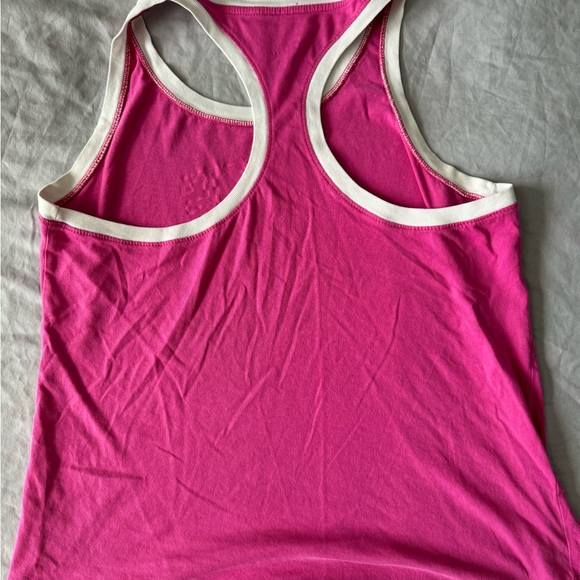 Nike Tee Women M Pink Racer Back Active Wear Workout Logo Spell Out size small - Picture 4 of 10